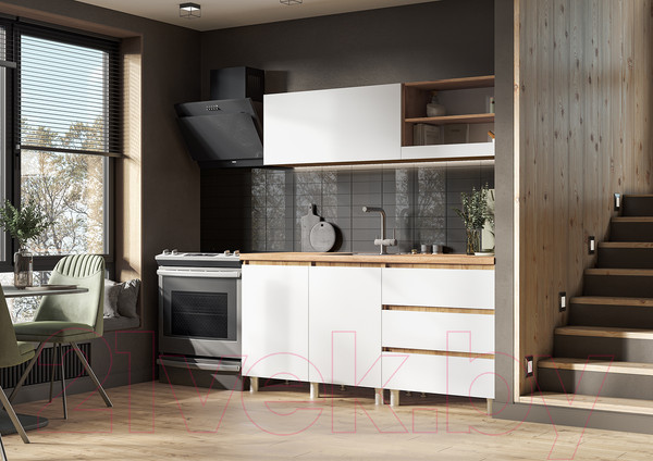 Изображение товара Кухонный гарнитур Стендмебель Хелен 1.7 (белый/дуб крафт золотой)