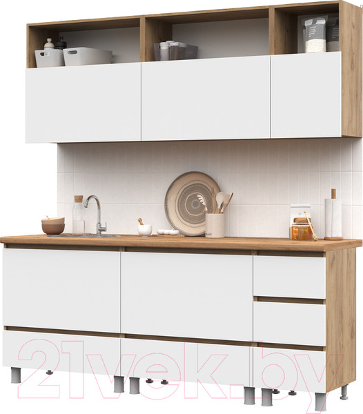 Изображение товара Кухонный гарнитур Стендмебель Хелен 2.0 (белый/дуб крафт золотой)