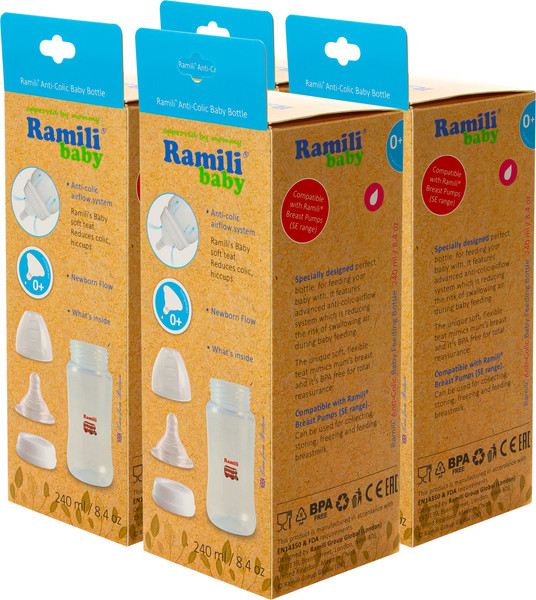 Изображение товара Набор бутылочек для кормления Ramili Baby 240MLX4 (240мл, 4шт)
