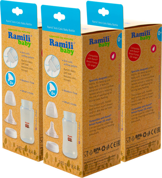 Изображение товара Набор бутылочек для кормления Ramili Baby ML240X3 (240мл, 3шт)