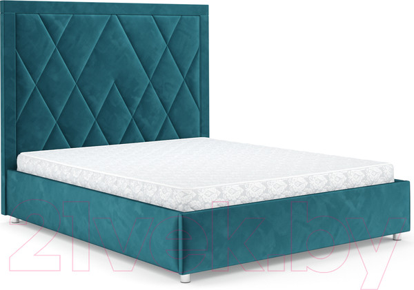 Изображение товара Двуспальная кровать Mebel-Ars Треви 160 (бархат сине-зеленый Star Velvet 43 Black Green)