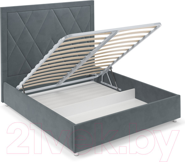 Изображение товара Двуспальная кровать Mebel-Ars Треви 160 (велюр серо-синий HB-178 26)