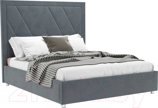 Изображение товара Двуспальная кровать Mebel-Ars Треви 160 (велюр серо-синий HB-178 26)