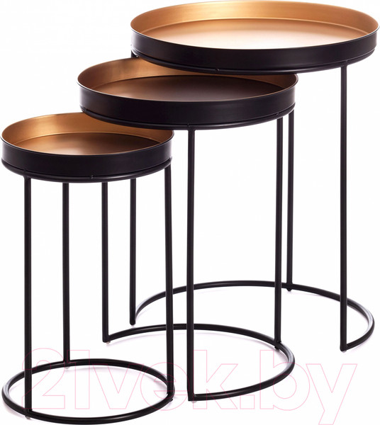 Изображение товара Комплект журнальных столиков Tetchair Secret De Maison Runa (алюминиевый сплав/черный/античная медь)