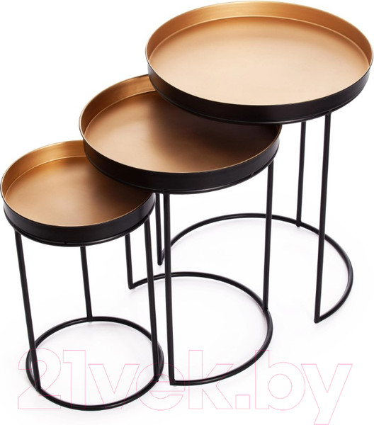 Изображение товара Комплект журнальных столиков Tetchair Secret De Maison Runa (алюминиевый сплав/черный/античная медь)