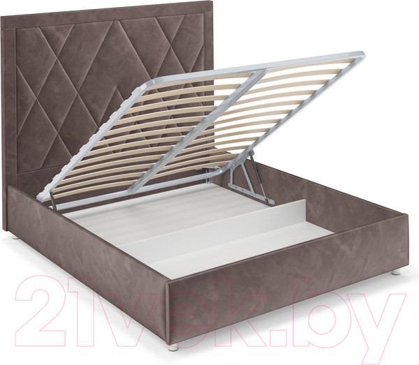 Изображение товара Полуторная кровать Mebel-Ars Треви 140 (бархат серо-шоколадный Star Velvet 60 Coffee)
