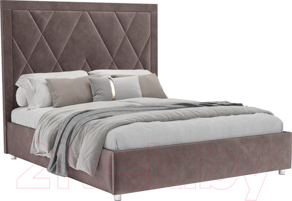 Изображение товара Полуторная кровать Mebel-Ars Треви 140 (бархат серо-шоколадный Star Velvet 60 Coffee)