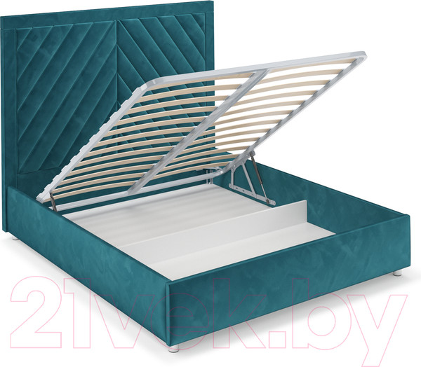 Изображение товара Двуспальная кровать Mebel-Ars Мишель 160 (бархат сине-зеленый Star Velvet 43 Black Green)