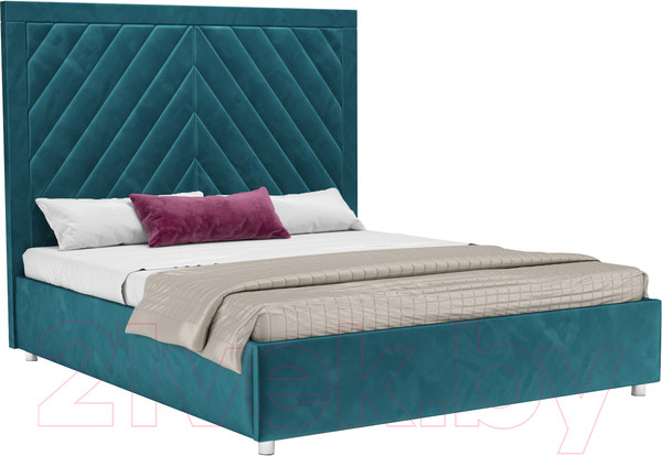 Изображение товара Двуспальная кровать Mebel-Ars Мишель 160 (бархат сине-зеленый Star Velvet 43 Black Green)