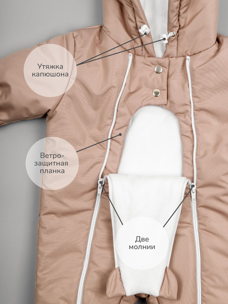 Изображение товара Комбинезон прогулочный детский Amarobaby Spring / AB-OD23-6201-BEG-62 (бежевый, р.62)