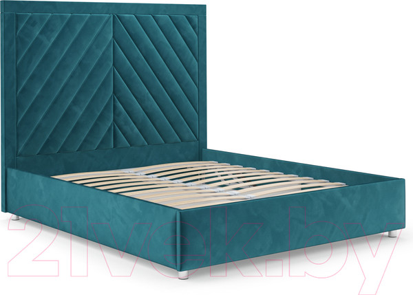Изображение товара Полуторная кровать Mebel-Ars Мишель 140 (бархат сине-зеленый Star Velvet 43 Black Green)