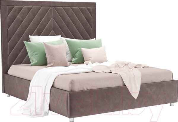 Изображение товара Полуторная кровать Mebel-Ars Мишель 140 (бархат серо-шоколадный Star Velvet 60 Coffee)