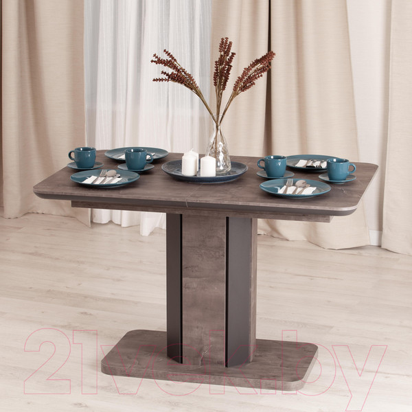 Изображение товара Обеденный стол Tetchair Skat 120-160x80x75 (оникс/графит)