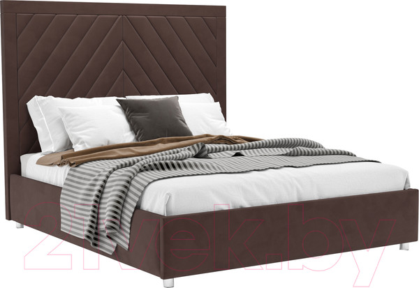 Изображение товара Полуторная кровать Mebel-Ars Мишель 140 (велюр молочный шоколад НВ-178 13)