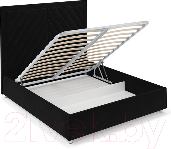 Изображение товара Полуторная кровать Mebel-Ars Мишель 140 (велюр черный НВ-178 17)