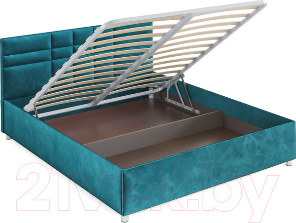 Изображение товара Полуторная кровать Mebel-Ars Нью-Йорк 140 (бархат сине-зеленый Star Velvet 43 Black Green)