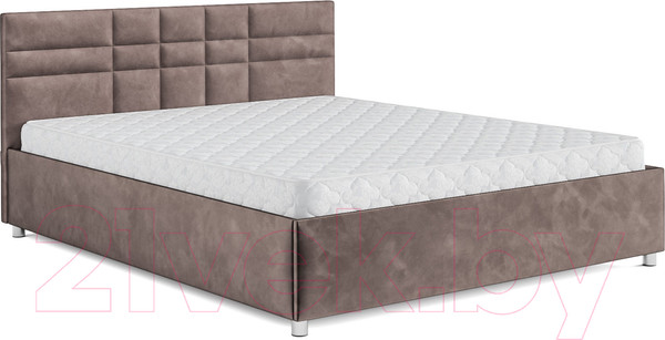 Изображение товара Полуторная кровать Mebel-Ars Нью-Йорк 140 (бархат серо-шоколадный Star Velvet 60 Coffee)