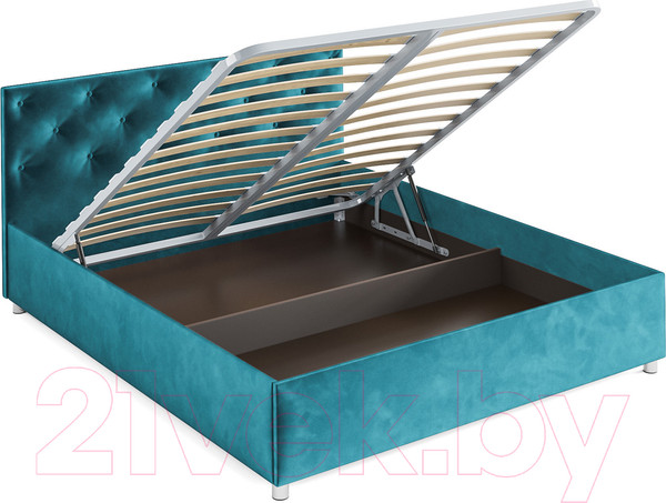 Изображение товара Полуторная кровать Mebel-Ars Классик 140 (бархат сине-зеленый Star Velvet 43 Black Green)