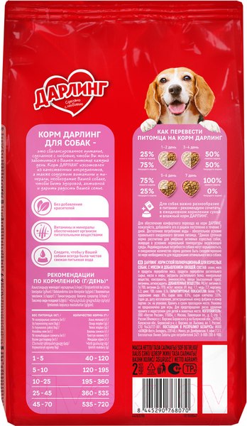 Изображение товара Сухой корм для собак Дарлинг С мясом и овощами (2кг)