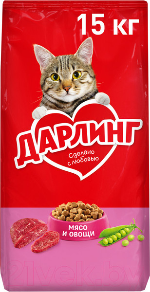 Изображение товара Сухой корм для кошек Дарлинг С мясом и овощами (15кг)