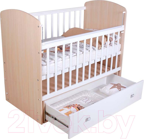 Изображение товара Детская кроватка Фея 750 / 0002551.161 (дуб пастельный/белый)