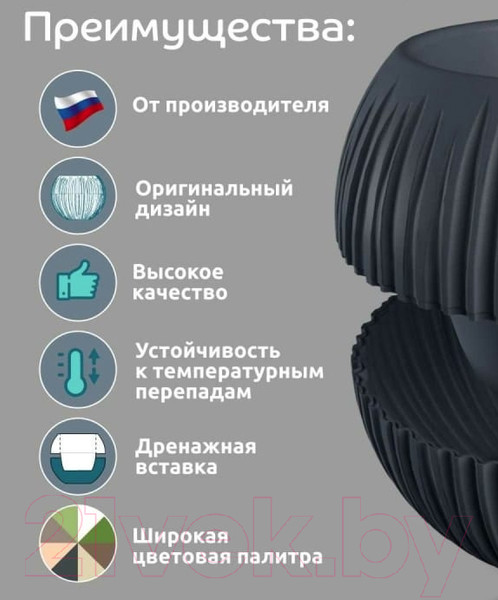 Изображение товара Кашпо La Decoro Сфера КШ-9524 (антрацит)