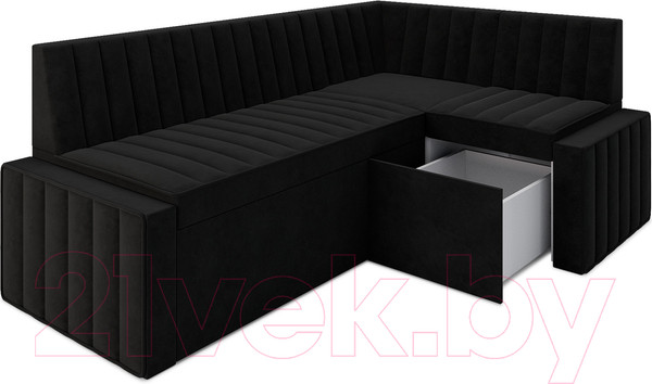 Изображение товара Уголок кухонный мягкий Mebel-Ars Вермут правый 193x82x113 (велюр черный НВ-178 17)