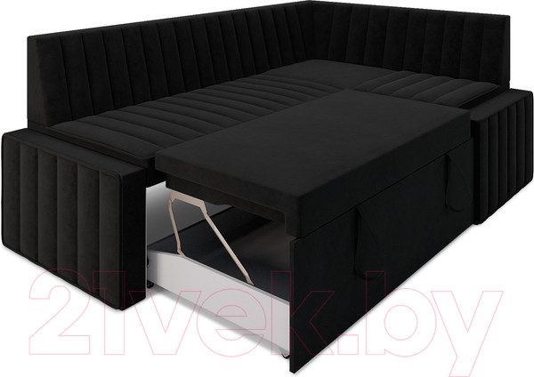 Изображение товара Уголок кухонный мягкий Mebel-Ars Вермут правый 193x82x113 (велюр черный НВ-178 17)