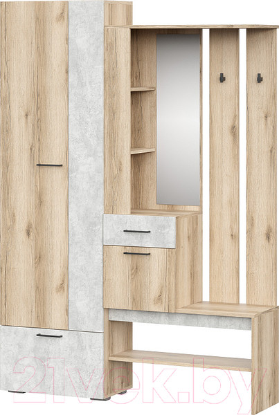 Изображение товара Секция в прихожую SV-мебель Фаворит 1 К (дуб делано/цемент светлый)