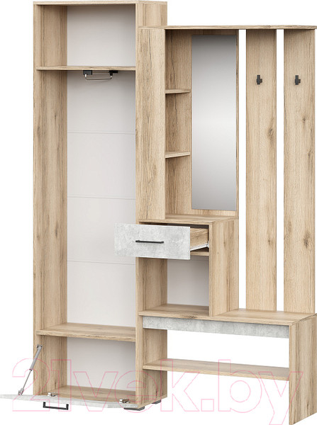 Изображение товара Секция в прихожую SV-мебель Фаворит 1 К (дуб делано/цемент светлый)