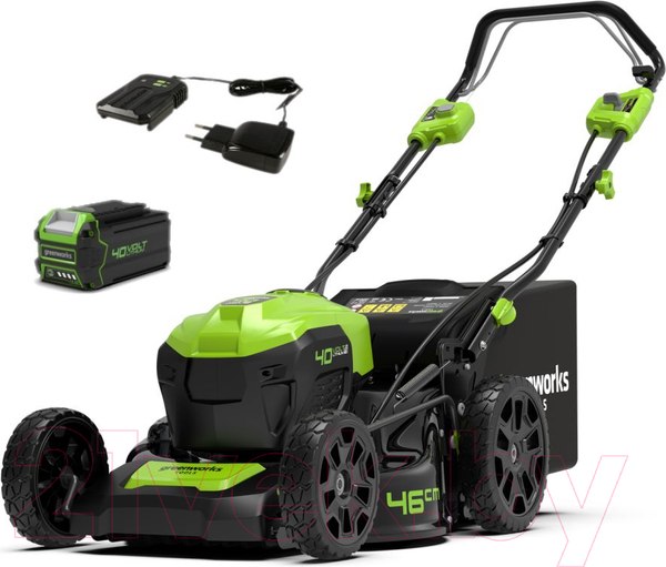 Изображение товара Газонокосилка аккумуляторная Greenworks GD40LM46SP 40V 46см / 2506807UG (с АКБ 5Ач и ЗУ)