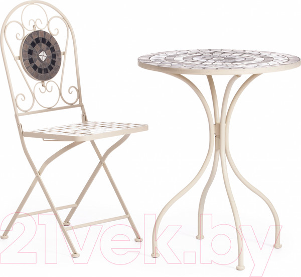 Изображение товара Стол садовый Tetchair Secret De Maison Romeo (металл/белый/плитка калейдоскоп)