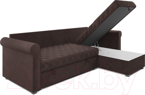 Изображение товара Диван угловой Mebel-Ars Берлин (велюр молочный шоколад НВ-178 13)