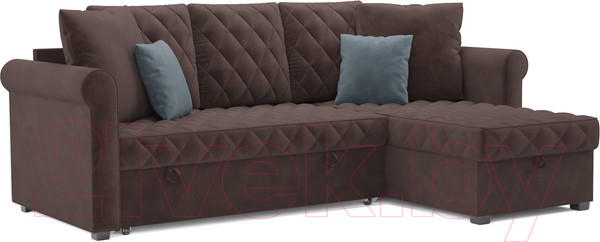 Изображение товара Диван угловой Mebel-Ars Берлин (велюр молочный шоколад НВ-178 13)