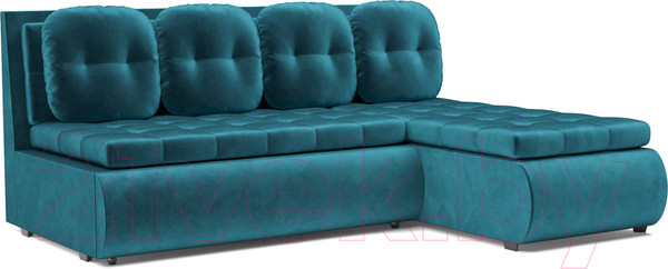 Изображение товара Диван угловой Mebel-Ars Кормак (бархат сине-зеленый Star Velvet 43 Black Green)