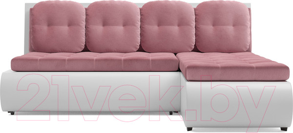 Изображение товара Диван угловой Mebel-Ars Кормак (велюр пудра НВ-178 18/экокожа белый)