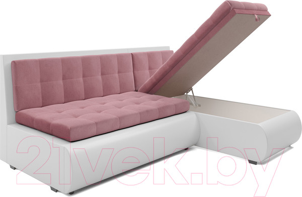 Изображение товара Диван угловой Mebel-Ars Кормак (велюр пудра НВ-178 18/экокожа белый)