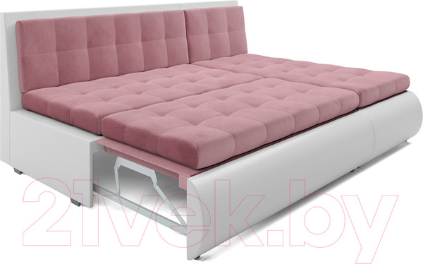 Изображение товара Диван угловой Mebel-Ars Кормак (велюр пудра НВ-178 18/экокожа белый)