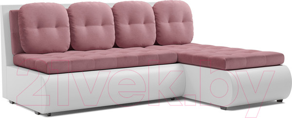 Изображение товара Диван угловой Mebel-Ars Кормак (велюр пудра НВ-178 18/экокожа белый)