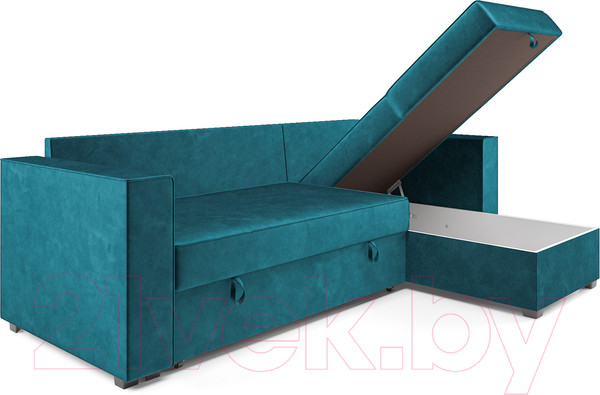 Изображение товара Диван угловой Mebel-Ars Рим (бархат сине-зеленый Star Velvet 43 Black Green)
