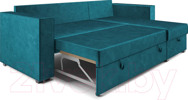 Изображение товара Диван угловой Mebel-Ars Рим (бархат сине-зеленый Star Velvet 43 Black Green)