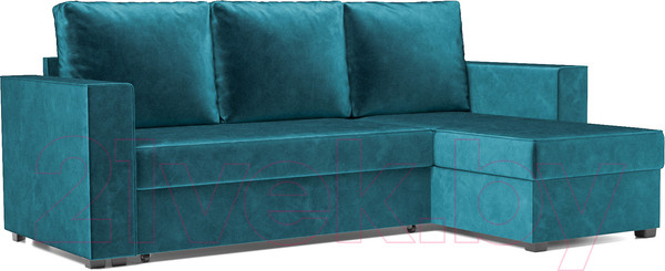 Изображение товара Диван угловой Mebel-Ars Рим (бархат сине-зеленый Star Velvet 43 Black Green)