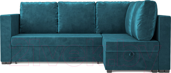 Изображение товара Диван угловой Mebel-Ars Мансберг (бархат сине-зеленый Star Velvet 43 Black Green)
