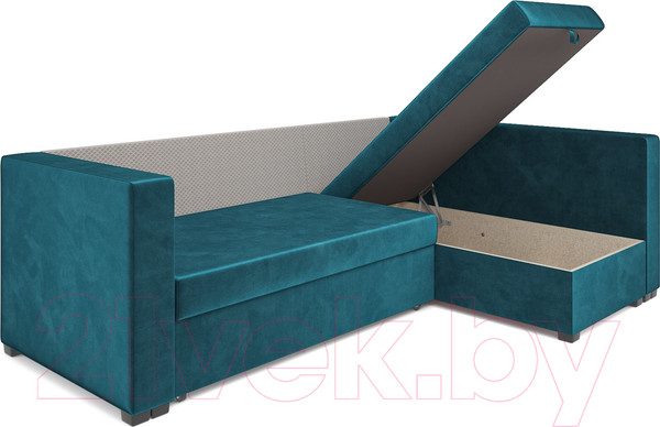 Изображение товара Диван угловой Mebel-Ars Мансберг (бархат сине-зеленый Star Velvet 43 Black Green)