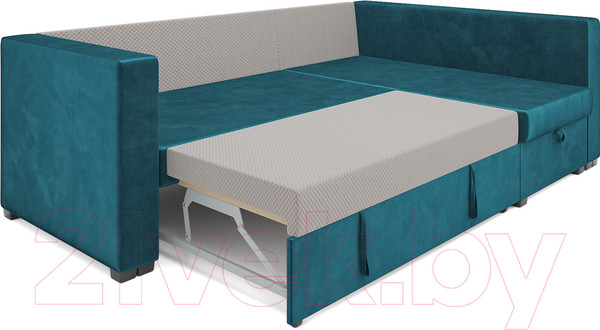 Изображение товара Диван угловой Mebel-Ars Мансберг (бархат сине-зеленый Star Velvet 43 Black Green)