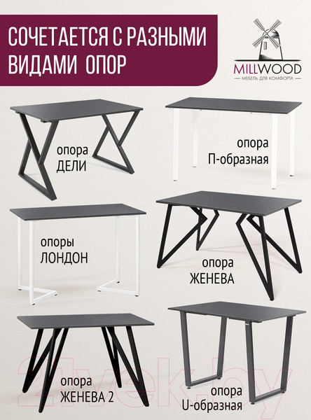 Изображение товара Столешница для стола Millwood 100x70x1.8 (антрацит)