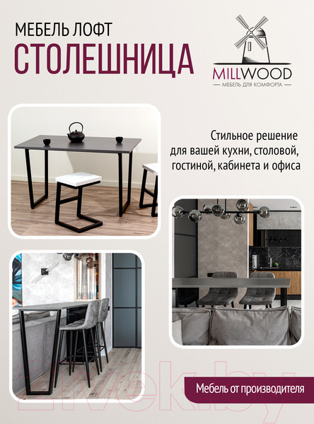 Изображение товара Столешница для стола Millwood 100x70x1.8 (антрацит)