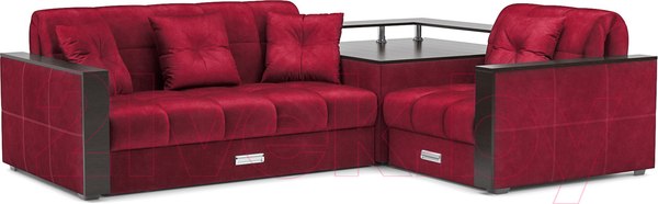 Изображение товара Диван угловой Mebel-Ars Прага (бархат красный Star Velvet 3 Dark Red)