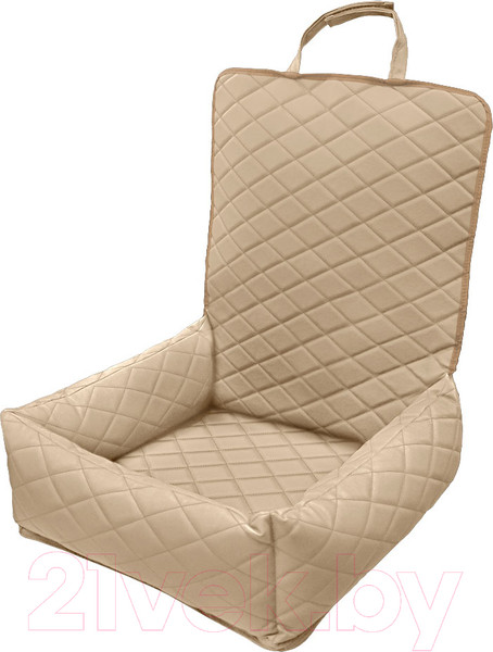 Изображение товара Автокресло для собак ElCrucce 45x45x60 (экокожа, бежевый/бежевая строчка)