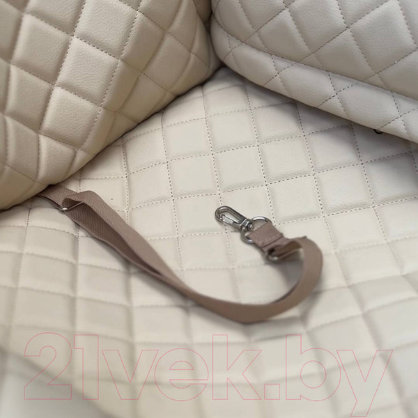 Изображение товара Автокресло для собак ElCrucce 45x45x60 (экокожа, бежевый/бежевая строчка)